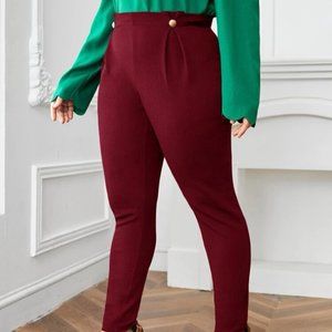 Suit Pants w/ Gold Buttons - Plus Size - 2 Pant Bundle - Burgundy & Purple